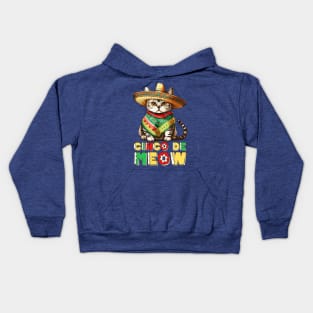 Fiesta Squad Funny Mexican Cat Fiesta Party Cinco De Meow Kids Hoodie